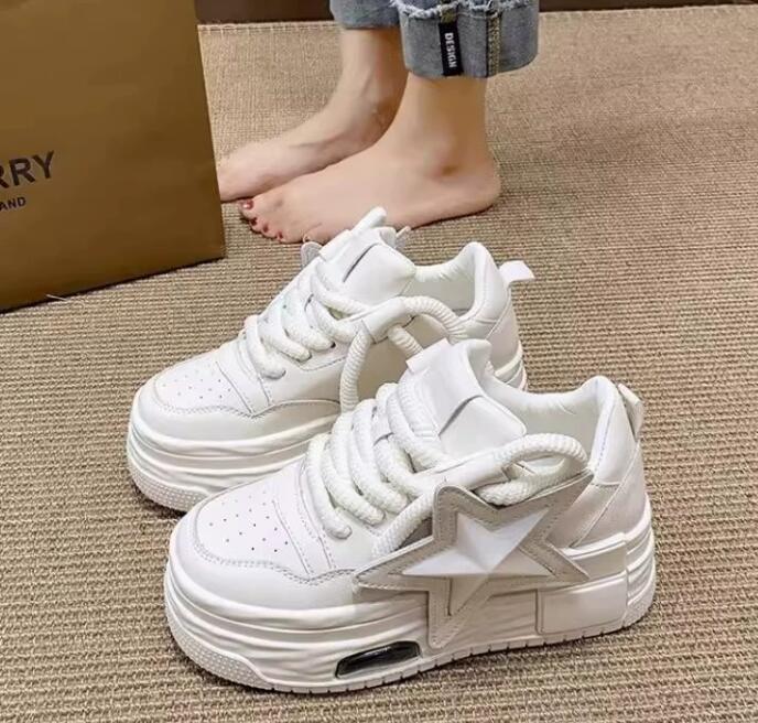 2025 autumn fashion trend new board shoes for women, comfortable five pointed star thick soled sponge cake casual shoes, white shoes for women Z 10.28 - view 7