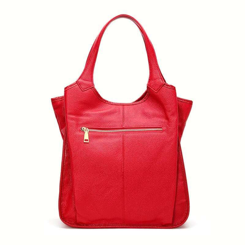 Aidrani Fashion Genuine Leather Large Capacity Women's Handbag Casual Red Cowhide Underarm Shoulder Bag