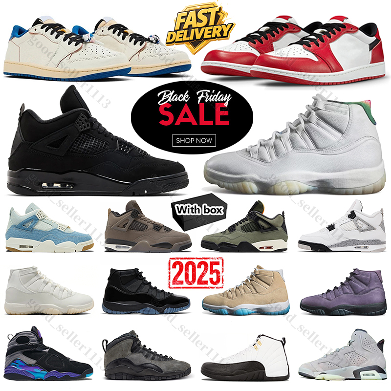 With Box 2025 basketball shoes 1s 4s 11s 12s Gamma Sail Black Cat 285 Military Blue Rare Pearl H-Town Taxi Shadow White Thunder man shoes sneakers 36-47