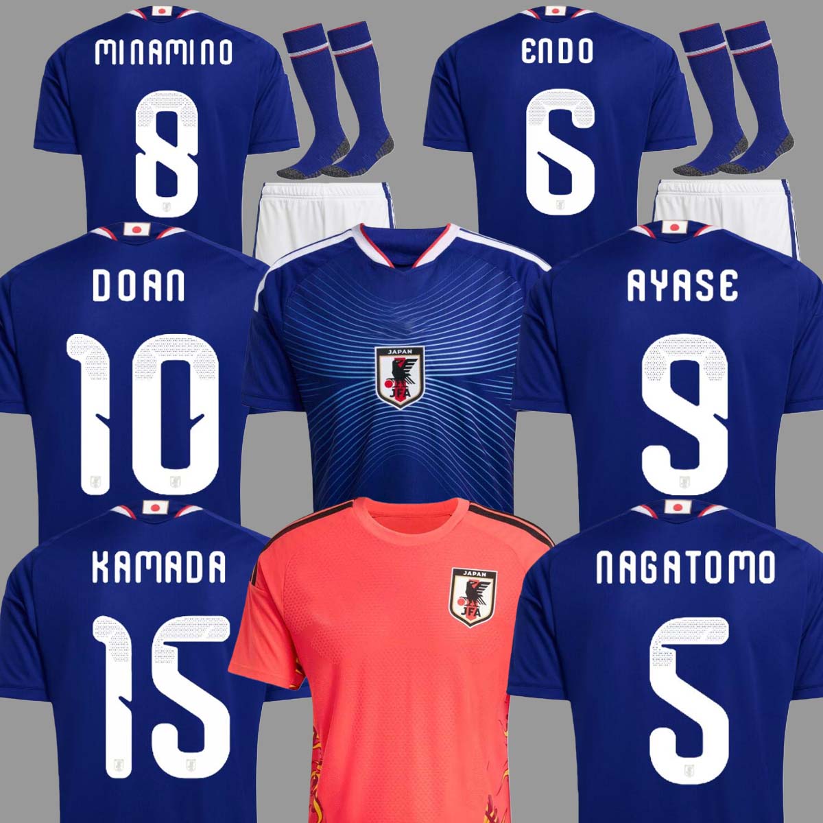 Japan jersey 2026 World Cup Soccer Jerseys Classic Cartoon Tracksuit: MINAMINO, TOMIYASU, TSUBASA & More - Breathable Football Shirt for Fans player version