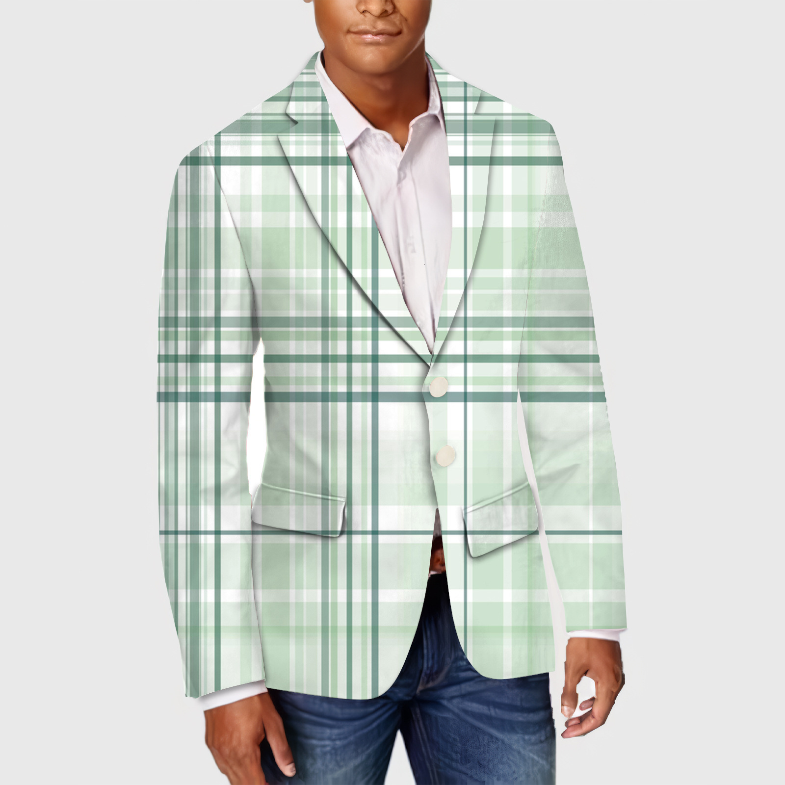 Mens spring top commuting casual printed double button suit jacket mens plus size British suit