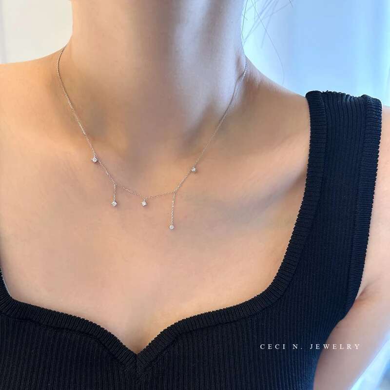 Sterg Sier Zircon Star Charms For Women Choker Elegant Gold Plated O-Chain Necklace Wedding Jewelry