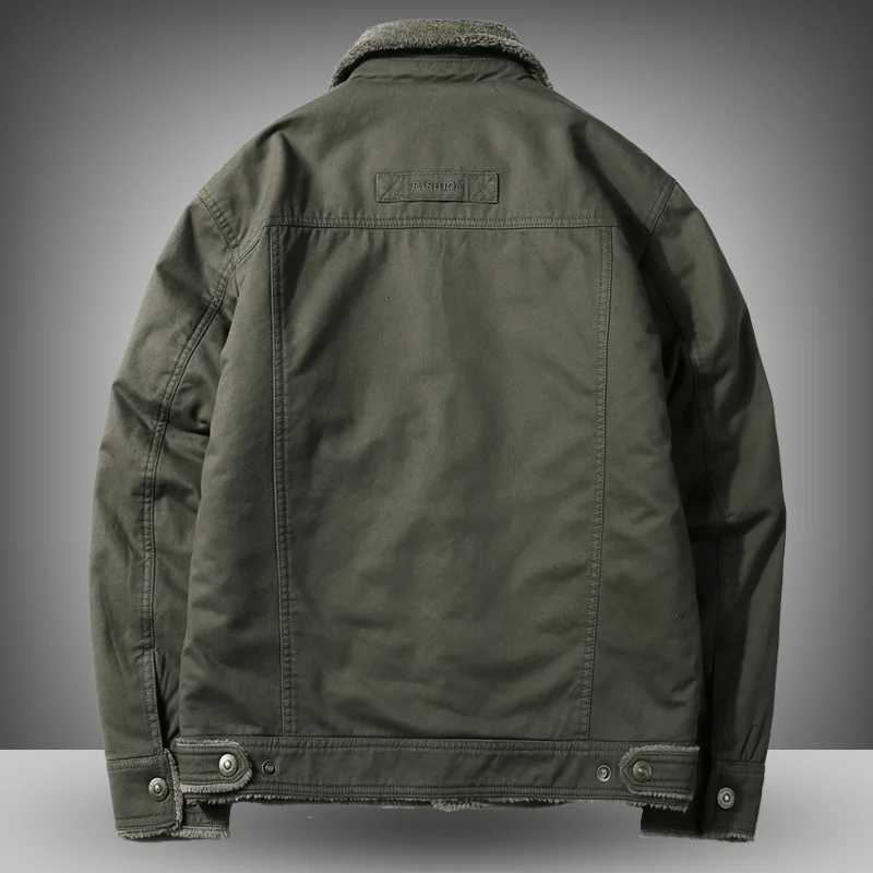 Mens Lamb Wool Jacket Military Coat Mens Autumn and Winter Thick Warm Retro Workwear Winter Coat Plus Size Mens Clothing 6XL X251106