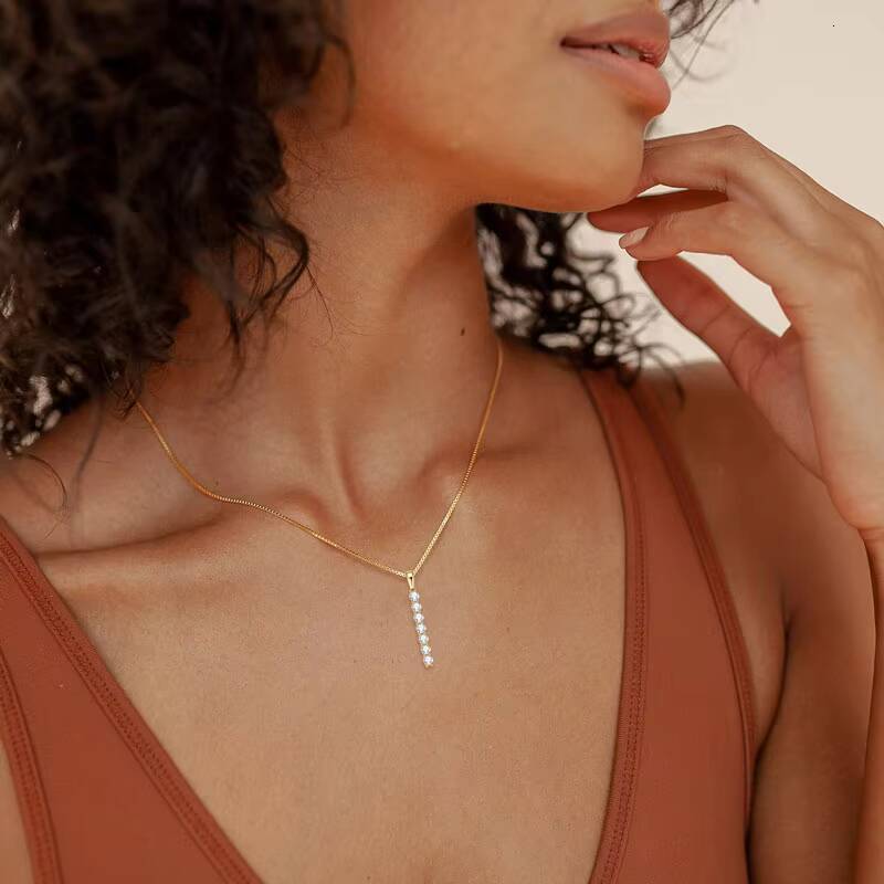 S925 056 Karat D Moissanite Chain Jewelry Necklace Women Female Simple Mossanite Bar Necklace Wedding for Women