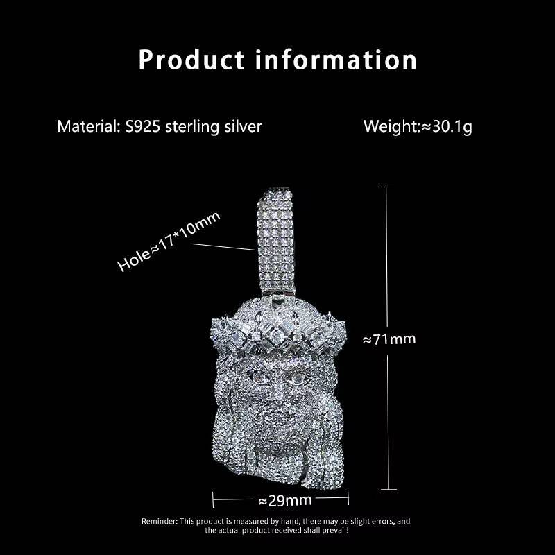Hip Hop 925 Silver Pass Diamond Tester Bling Iced Out GRA VVS Full Moissanite Jesus Christ Pendant for Chain Men Jewelry