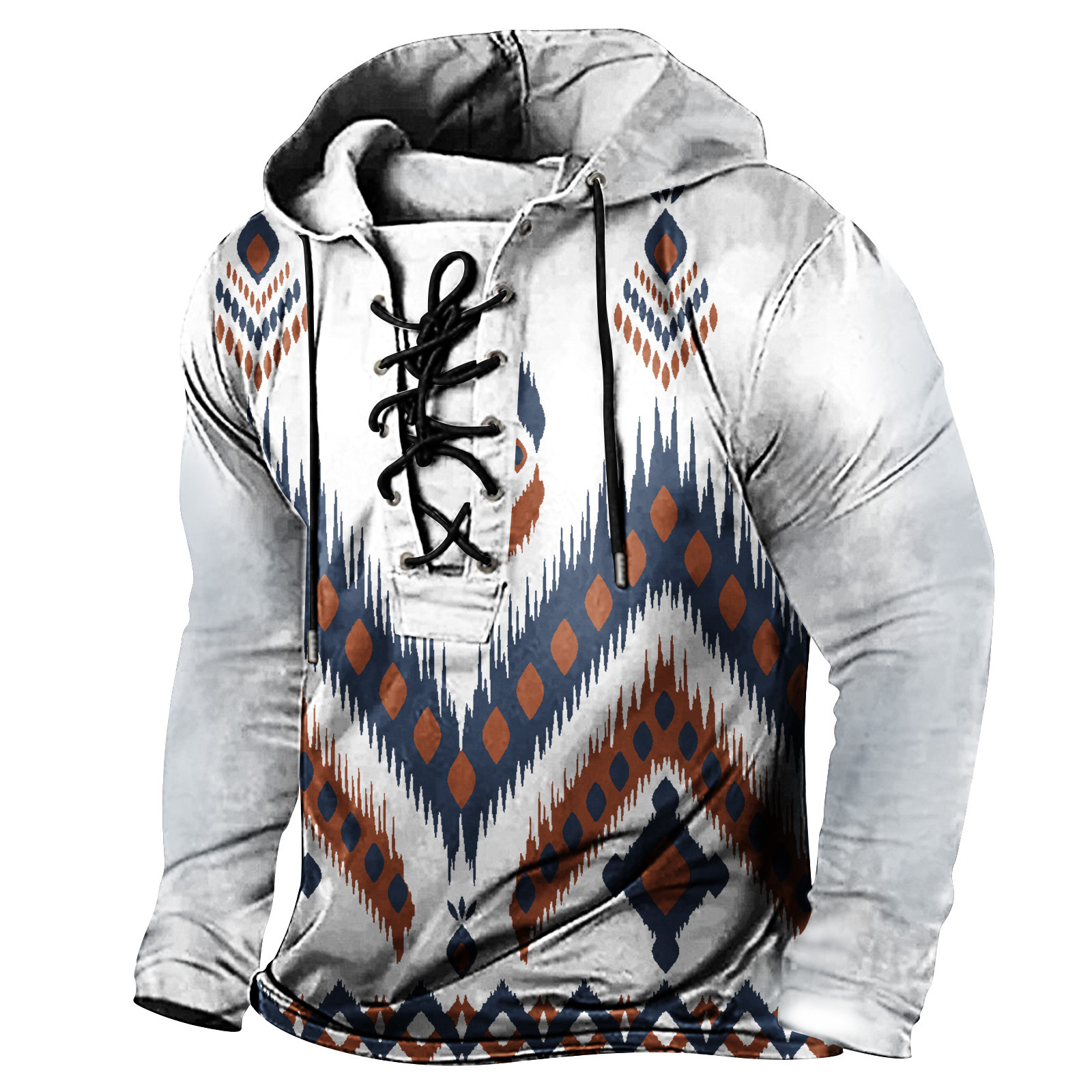 2024 New Spring Mens Wear with Tether Printed Hoodie Long Sleeve Oversized Hoodie T-shirt
