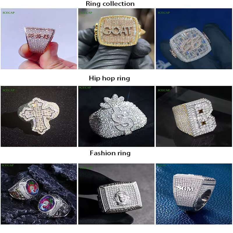 Fine Jewelry Designer Rings Rose Gold Plated 925 Sterling Sliver Ring VVS Moissanite Diamond Custom Cross Hand Ring Set for Men