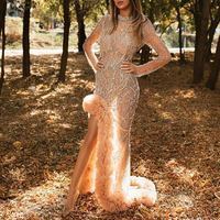2025 New Womens Dress Sexy Womens Banquet Atmospheric Mesh Long Fish Tail Evening Dress Women