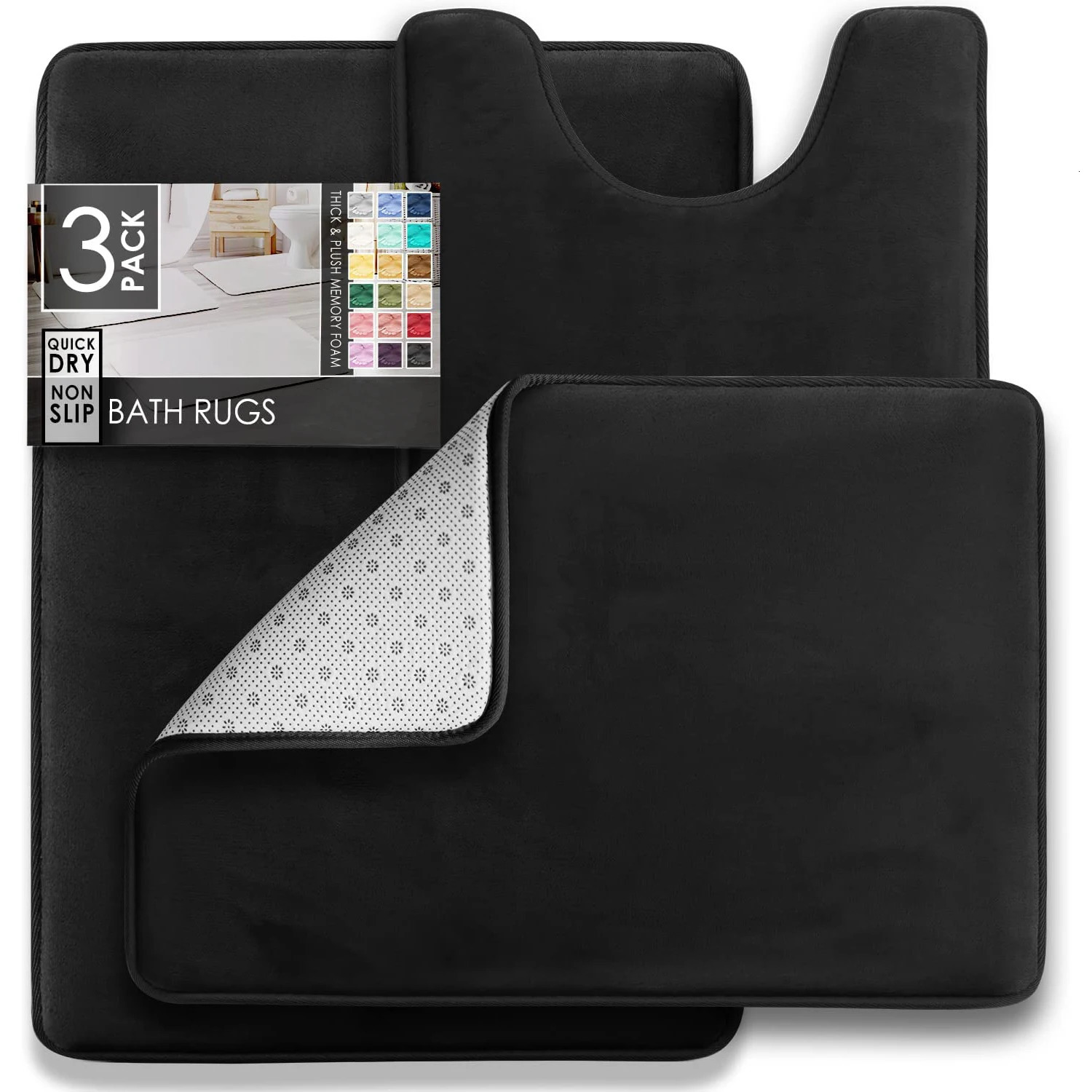 3PC Bathroom Rugs Velvet Memory Foam NonSlip Bath Machine Wash Dries Quickly Ultra Soft Mats for Bedroom kitchen 251106 - view 7