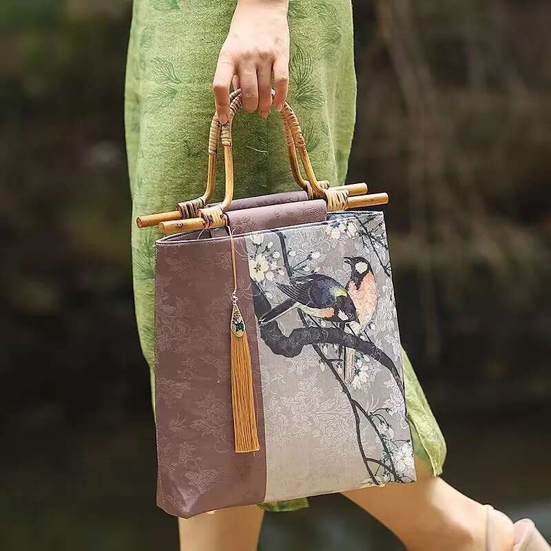 Retro Bamboo Cheongsam Handbags New Chinese Ancient Hanfu Style Women's Bag Top-Handle Bags
