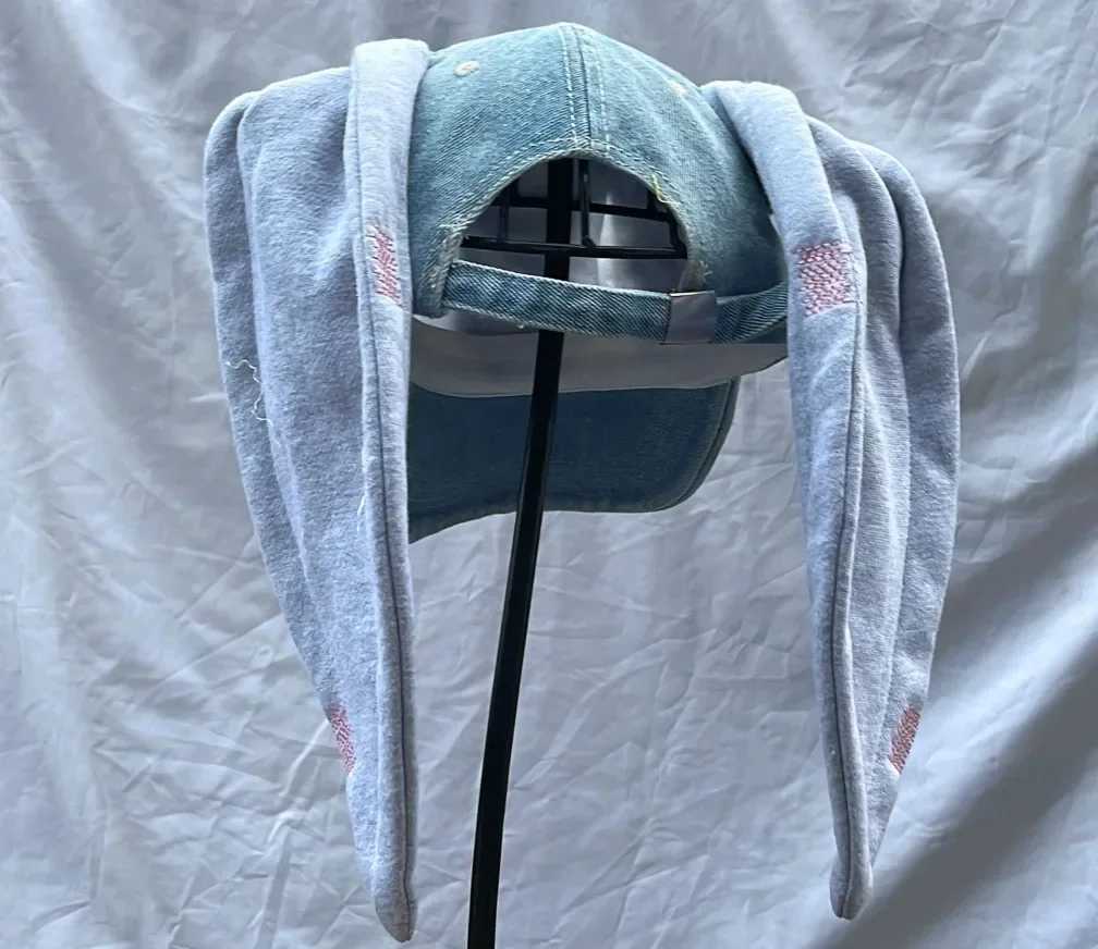 Rabbit Ears Cowboy Baseball Cap Broken Hole Washed Hip-hop Hat Outdoor Sunshade Duck Tongue Cap Casual Rebound Cap Sun Hat L251105