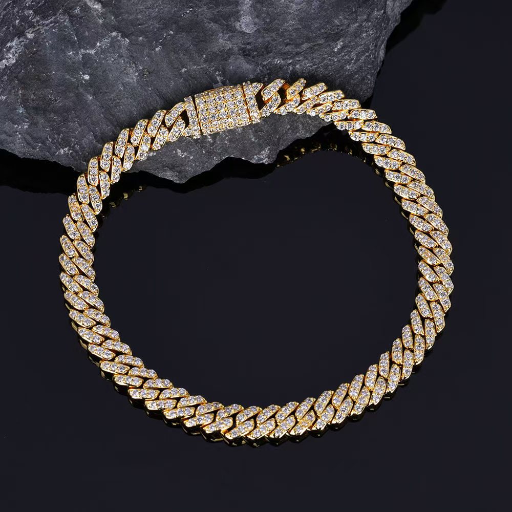 New 6mm Bg Iced Out CZ Zircon Hip Hop Personality Miami Cuban k Charm Bracelet for Men Women