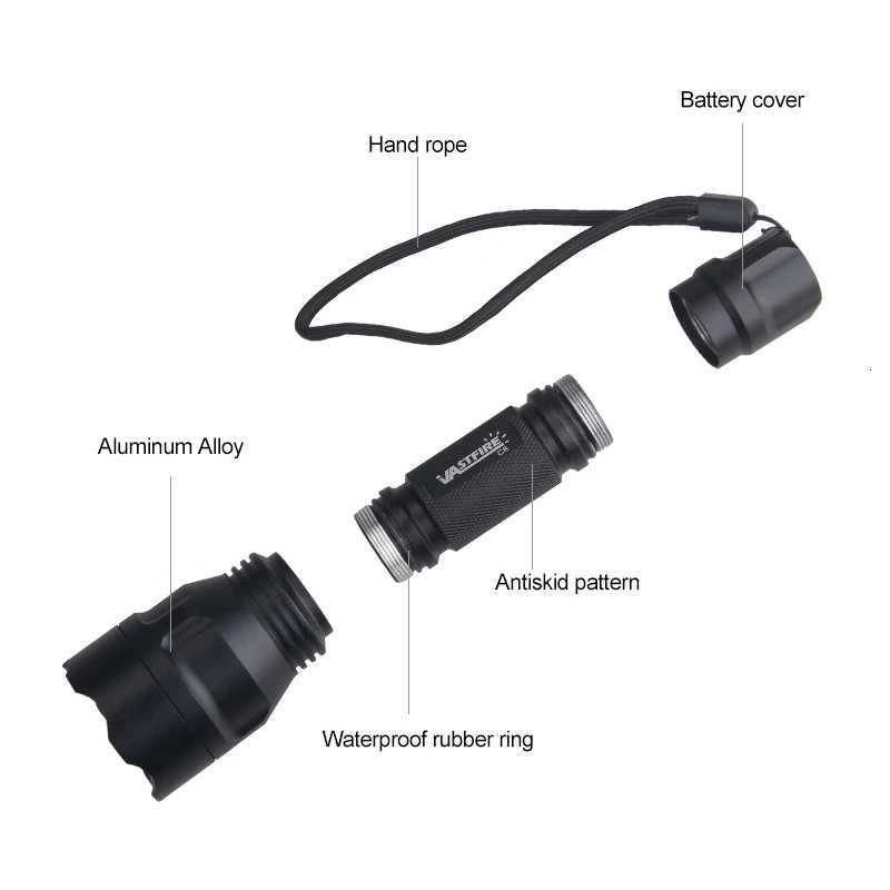 Blue and UV waterproof rechargeable color light flashlight capable of illuminating 50-80 meters suitable for outdoor campingW251106