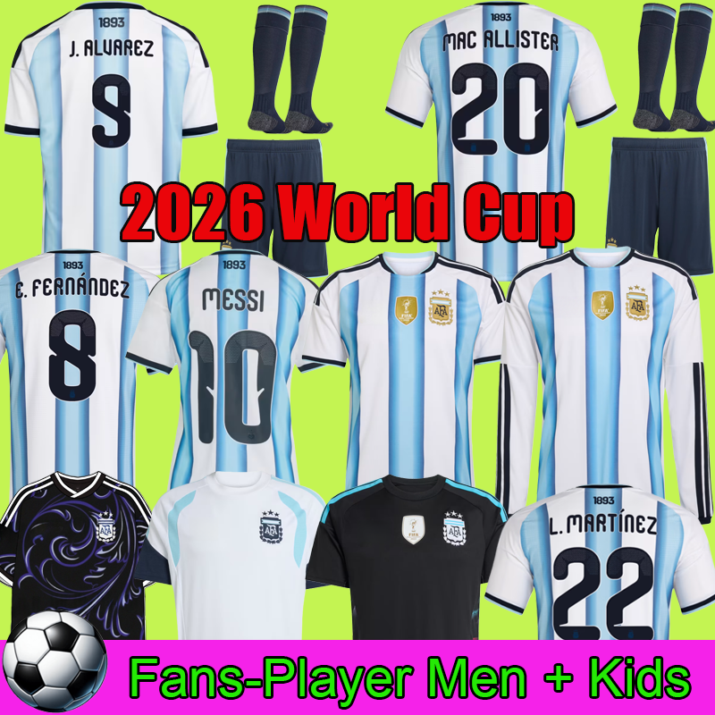 2026 World Cup Special Edition Argentinas jersey Long sleeves kit soccer Jerseys GARNACHO DE PAUL Football Shirts Men home away kit DI Maria Kids set Goalkeeper
