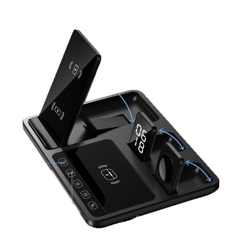 Portable Multi-Functional Wireless Fast Charging Stand for Mobile Phones - Desktop Charger with Four-In-One Functionality