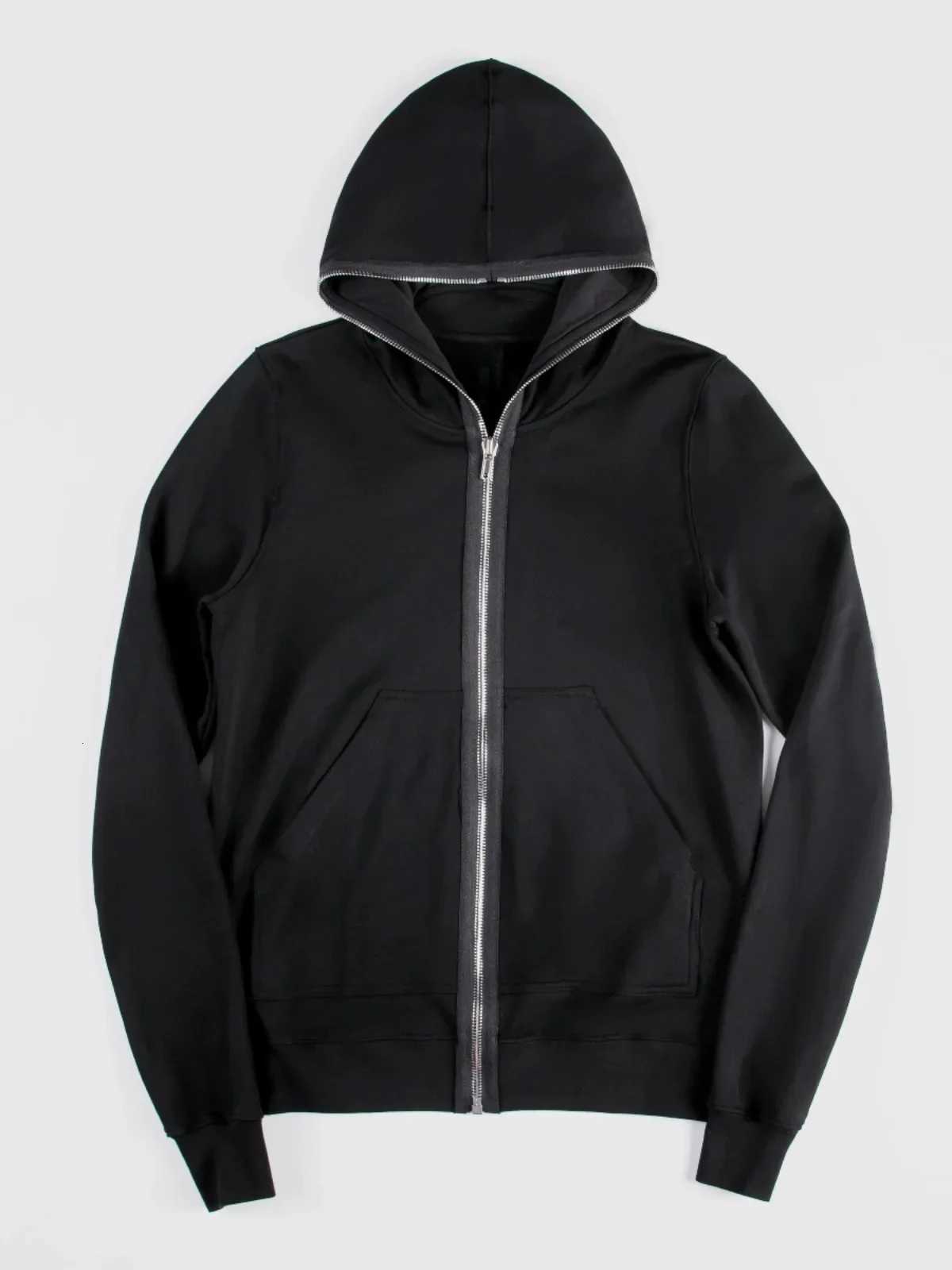 Mens Oversized Zip Up Hoodies Autumn Winter Fleece Hooded Solid Zipper Jacket Sweatshirt Korean Fashion Hoodie Men Tops Clothing W251106