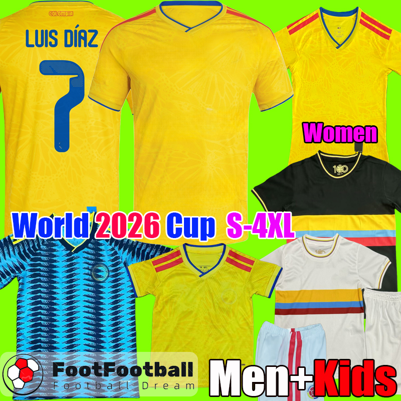 2026 Colombia Kit Soccer Jerseys Copa America LUIS DIAZ FALCAO JAMES Home 2025 25 26 Football Shirt CUADRADO Men Kids Kit Camiseta De Futbol