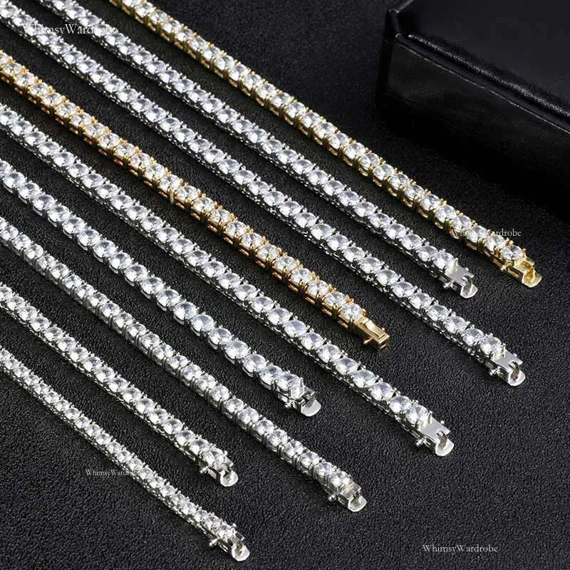 Pass the test 3 mm 4 mm 5 mm round cut Ice Cube Zirconia Tennis K-Chain Hip Hop high quality CZ box buckle necklaces for men and women gifts