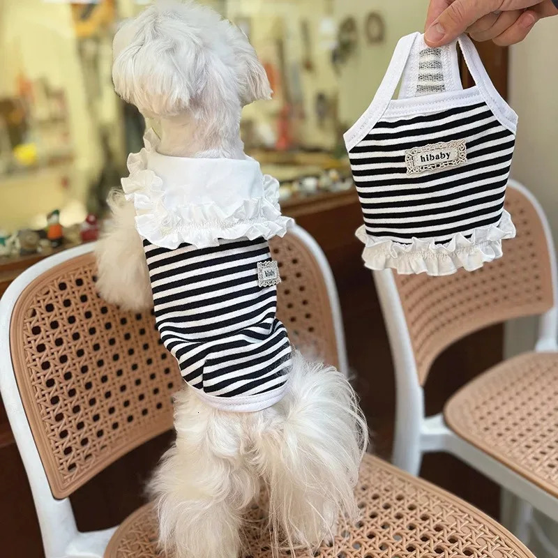 Pet Summer Clothes Pet Couple Striped Shirt Pet Tank Top Dog Cat Universal Knitted Teddy Shirt Puppy Clothing Dog Cooling Vest 250402