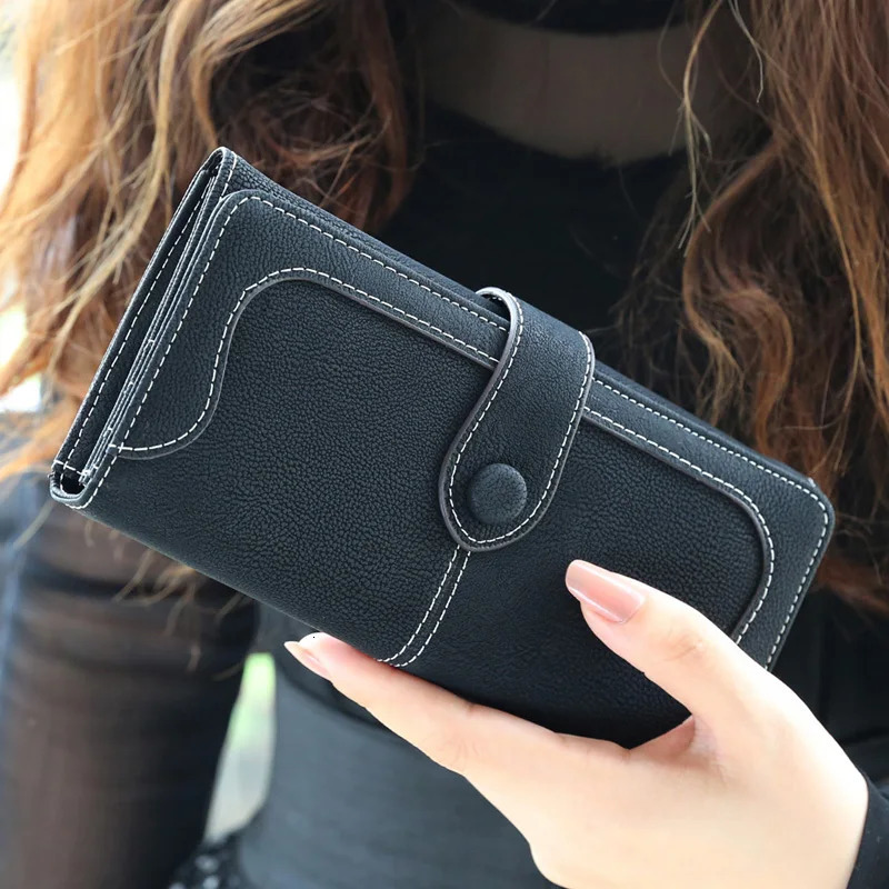 Many Departments Faux Suede Long Wallet Women Matte Leather Lady Purse High Quality Female Wallets Card Holder Clutch Carteras 251106