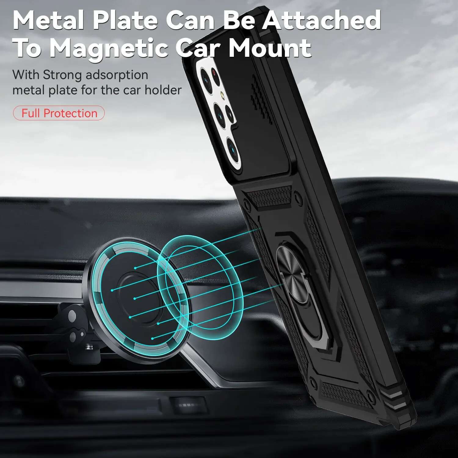 For Galaxy Case Coque Fundas Slide Lens Magnetic Holder Back Bumper Samsung S23 S24 S22 S21 Plus Ultra Cover