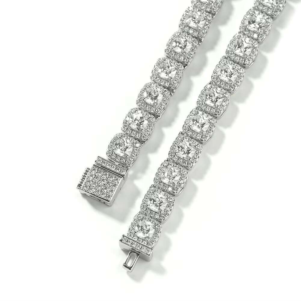 7MM Hip Hop 925 Sterling Silver VVS D Color Moissanite Diamond Jewelry Cluster Iced Out Tennis Chain Bracelet Necklace For Men