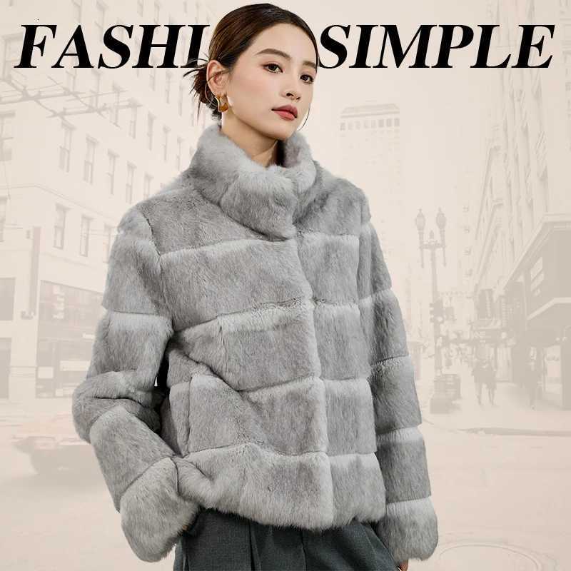Designer woolen coat 100 Natural Womens Real Rabbit Fur jacket Hair Fur Coat 2025 New Winter Jackets Warm Elegant Outerwear Female Luxury CoatsY251106