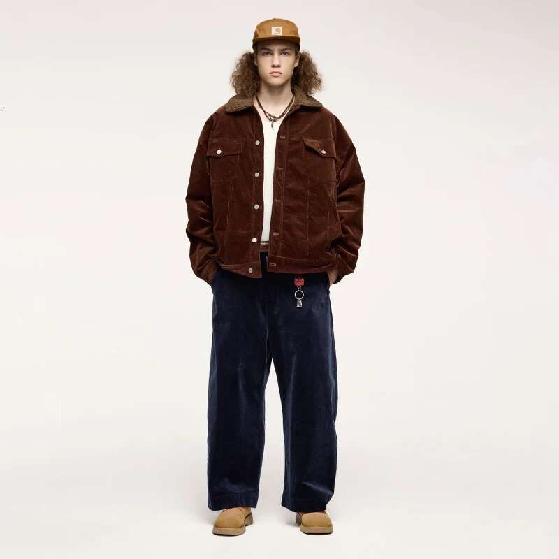 Men's Corduroy Wide-Leg Pants Retro Japanese Cotton Loose Casual Trousers