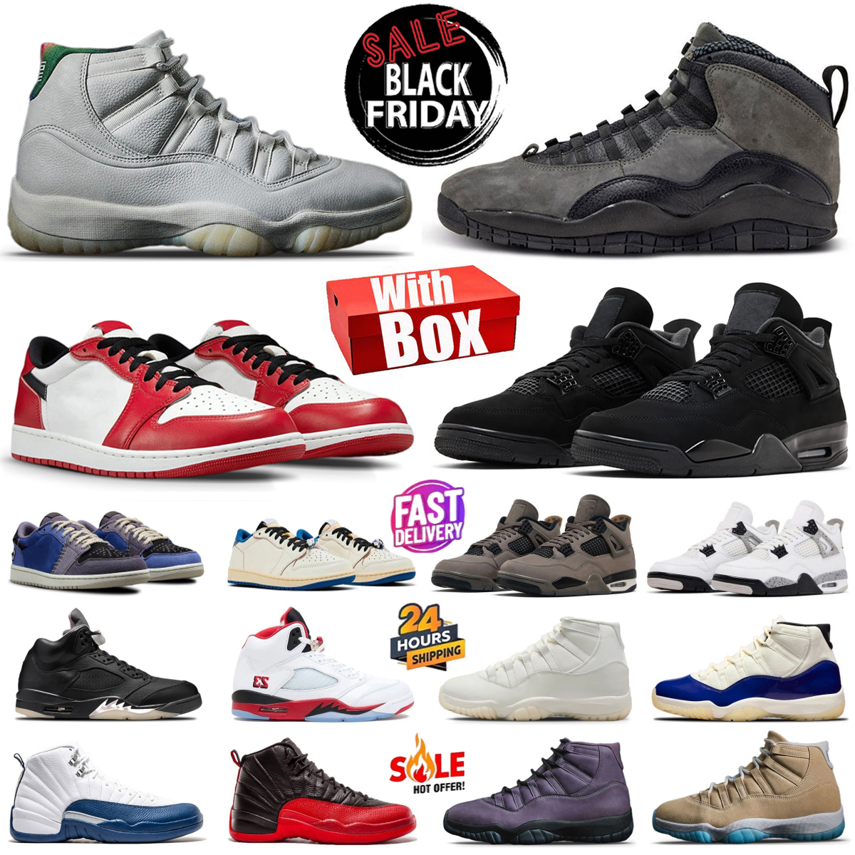 1s 4s 5s 10s 11s 12s designer basketball shoes Chicago Shadow Atlanta houston Mojave Gamma Pearl Fragment Black Cat Taxi White Cement men women trainers Sneakers