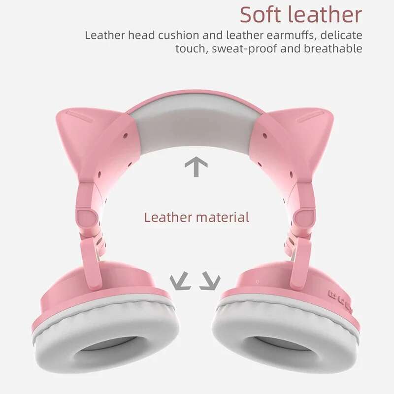 ZW068 LED light Cat Ears Headset Earphone Headphones Bluetooth Wireless For Samsung for PC