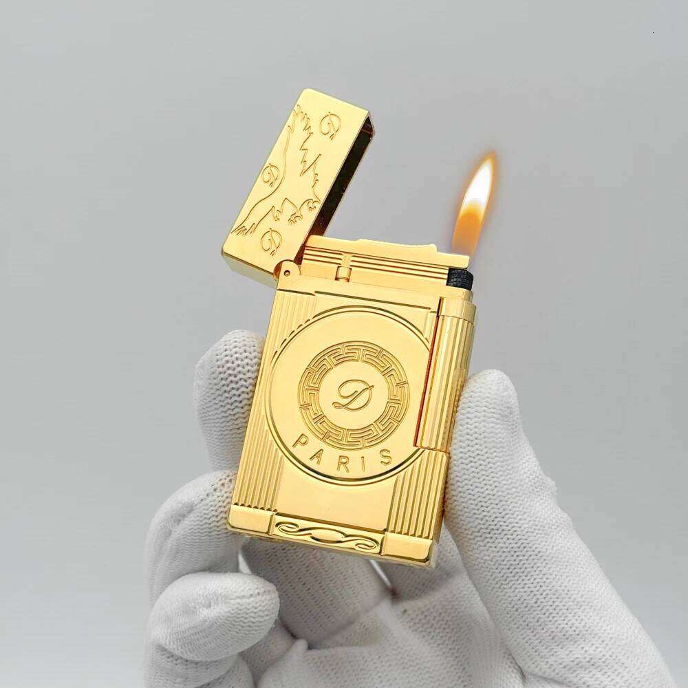 Luxury Gas Lighter Smoking Cigarette Tobacco Accessory Cigar Tools Men Gifts Collections Engraved Pattern High-Quality