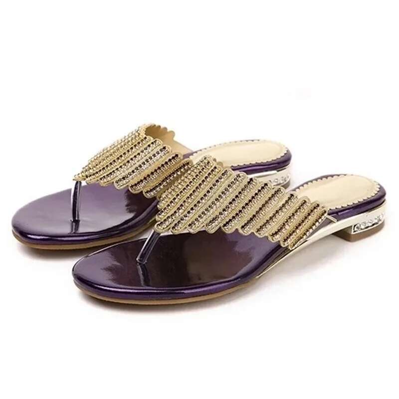 HOVINGE Beach sandals new summer flip p dia flat slippers sweet non slip Bohemian women's shoes