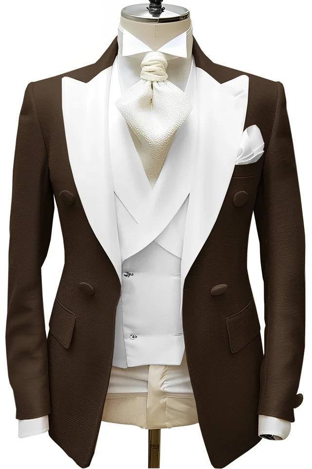 Khaki mens three piece elegant wedding tailcoat custom dress slim fit jacket XS-5XL mens clothing 250402
