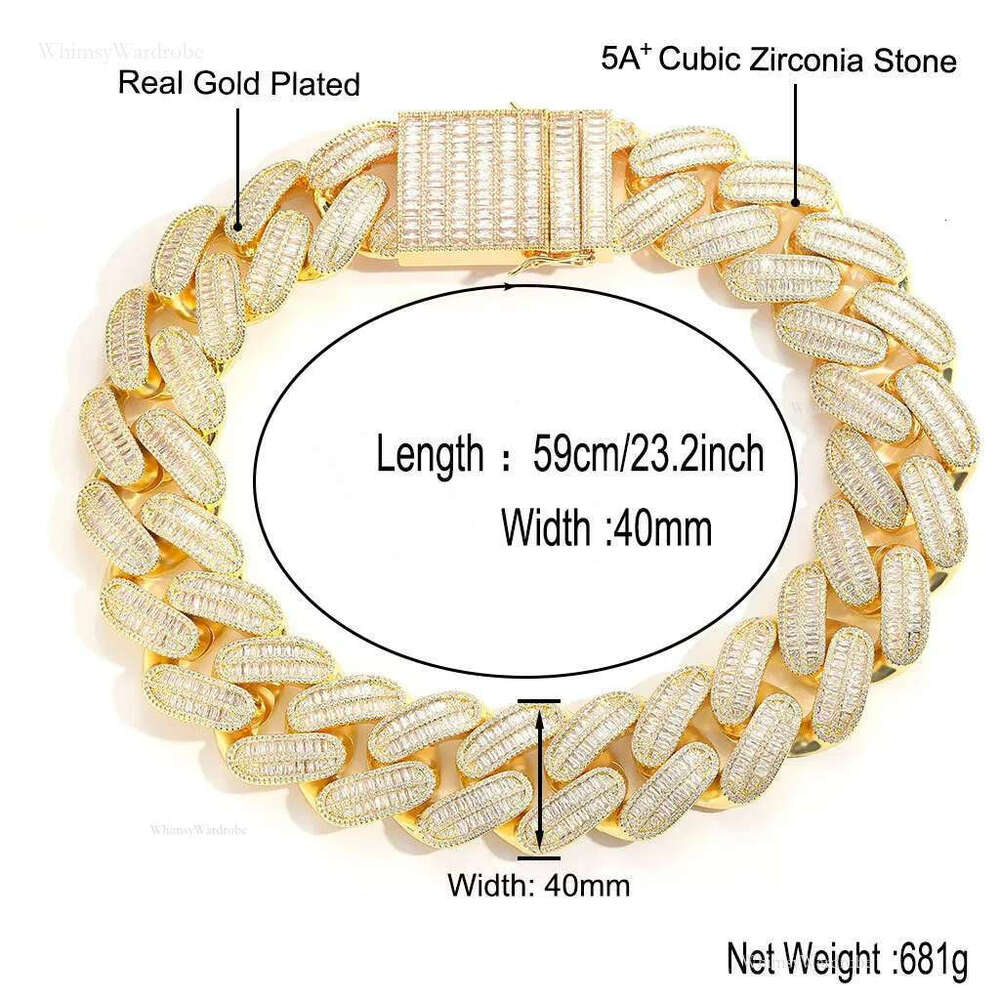 Heavy Duty Men's 40mm Cuban k Necklace Featuring Premium 5A Cubic Zirconia & Genuine Gold Plate Finish