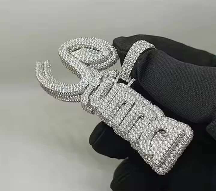 Custom Moissanite Letter Pendant Hip-hop Style Ice out Pass Diamond Tester 925 Silver 10K/14K/18K Gold for Necklace