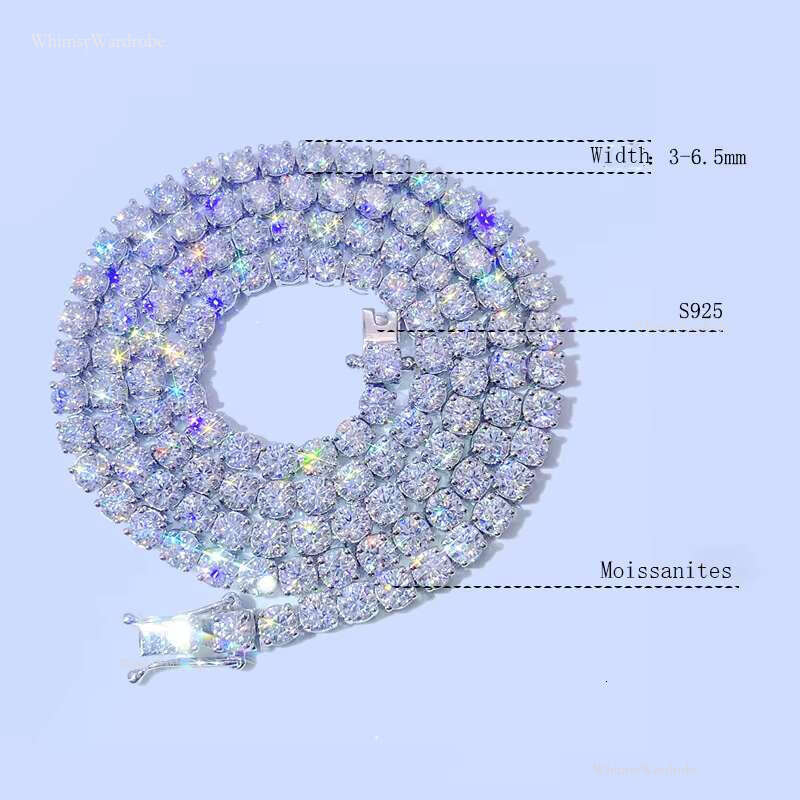 Iced Out Chains Sier S 2-5mm VVS1 Moissanite Tennis Chain Necklace Women and Men