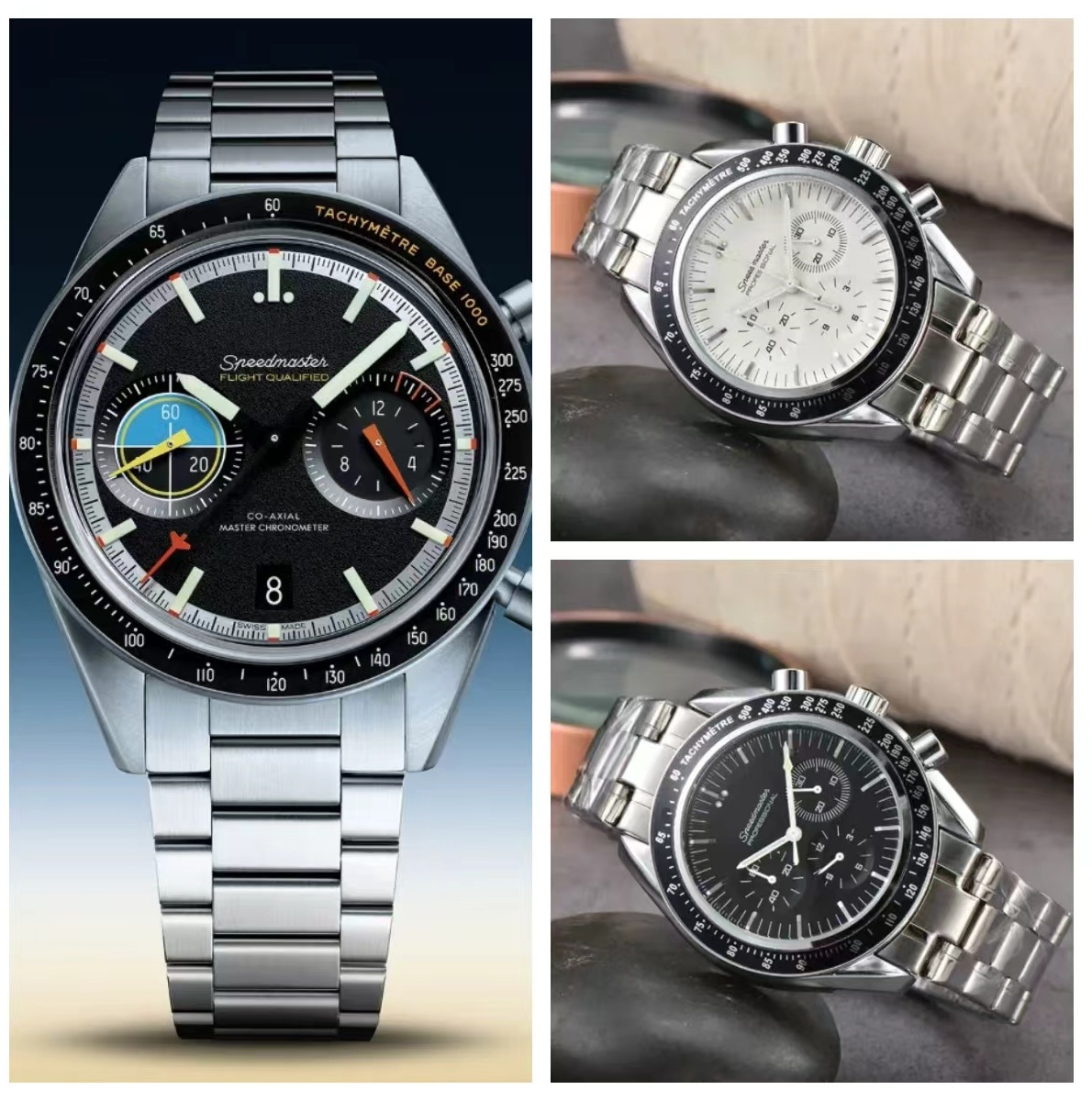 AAAAA Sea master Professional Stainless Steel Wrist Watches for Men speed master Mens Watches All Dial Work Quartz gifts speed Watch Stopwatch omgs019s