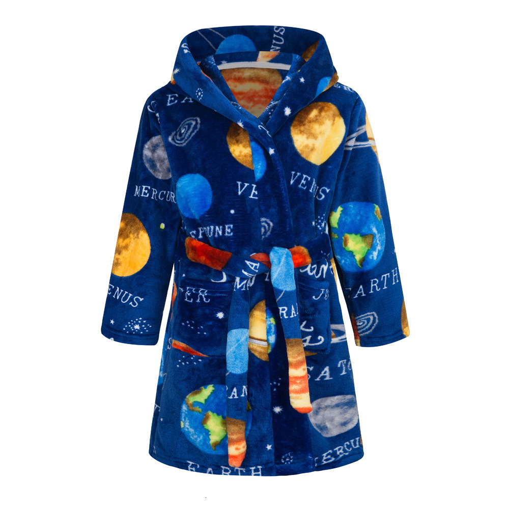 Pajamas Kids Bathrobe Children Clothing Flannel Bath Robe Clothes Baby Girls Boy Cartoon Soft Sleepwear Bath Pajamas Teenager Clothes 230227
