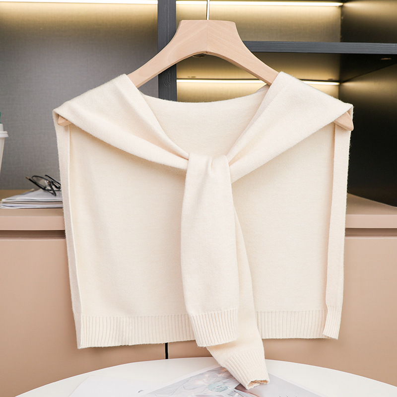 K322 Spring and summer new worsted wool shawl women's shirt outer knotted scarf air-conditioned room Korean version versatile shoulder pad blue