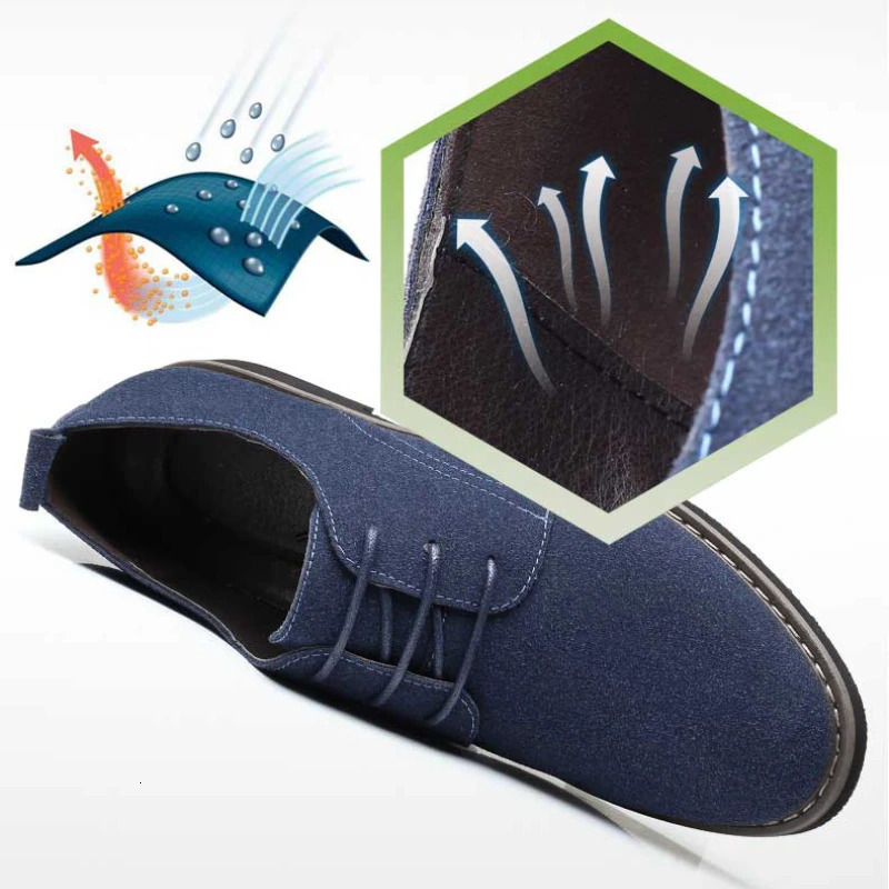 Plus Size 3848 Men Casual Shoes Mens Suede Shoe Lace Up Blue Oxford for Flats y Breathable Dress Male 251105