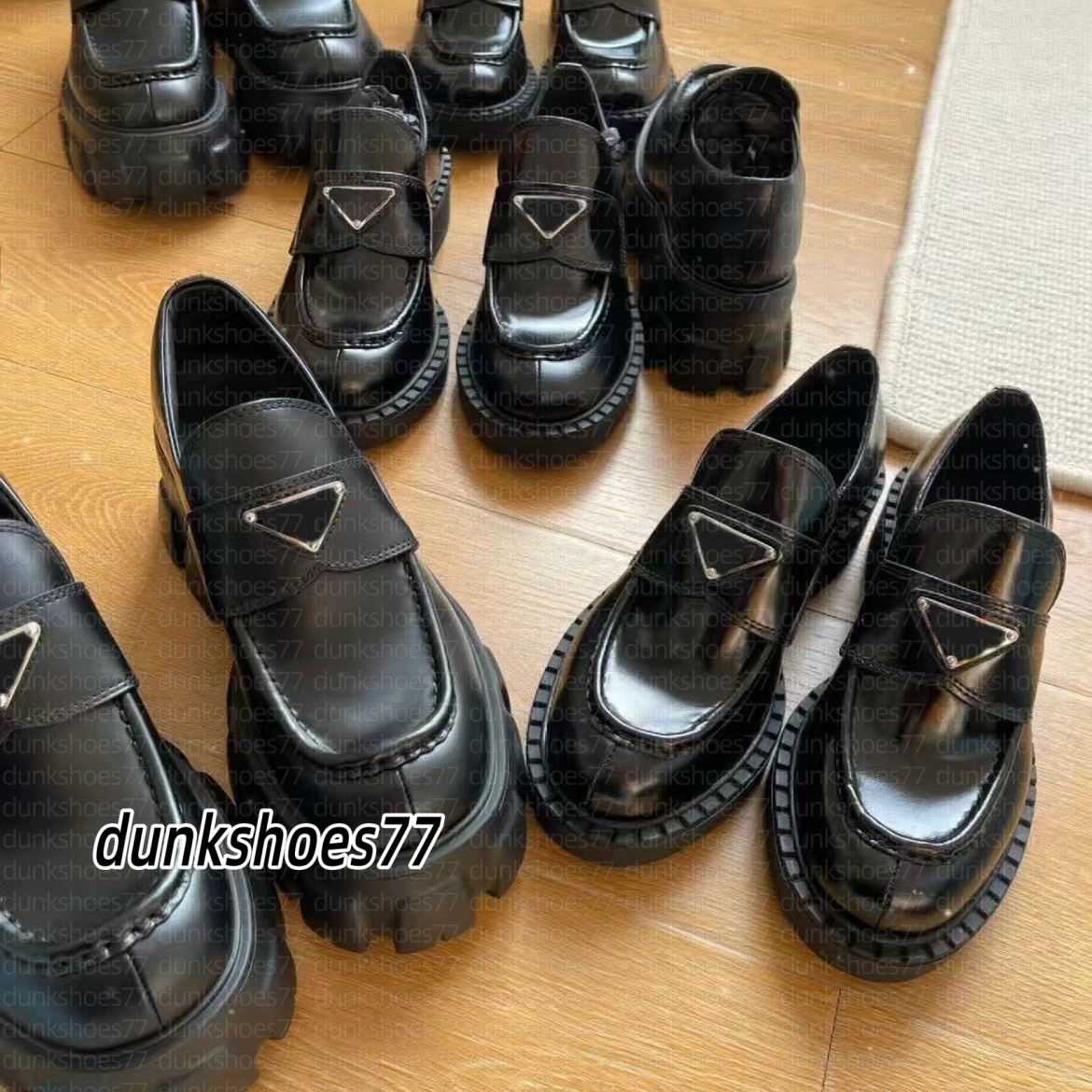 Designer Loafers Monolith Leather Brushed pradse Loafer Shoes men loafers Classic Triangle Patent loafers Womens loafers Dress shoes Chunky Sneakers size 35-45