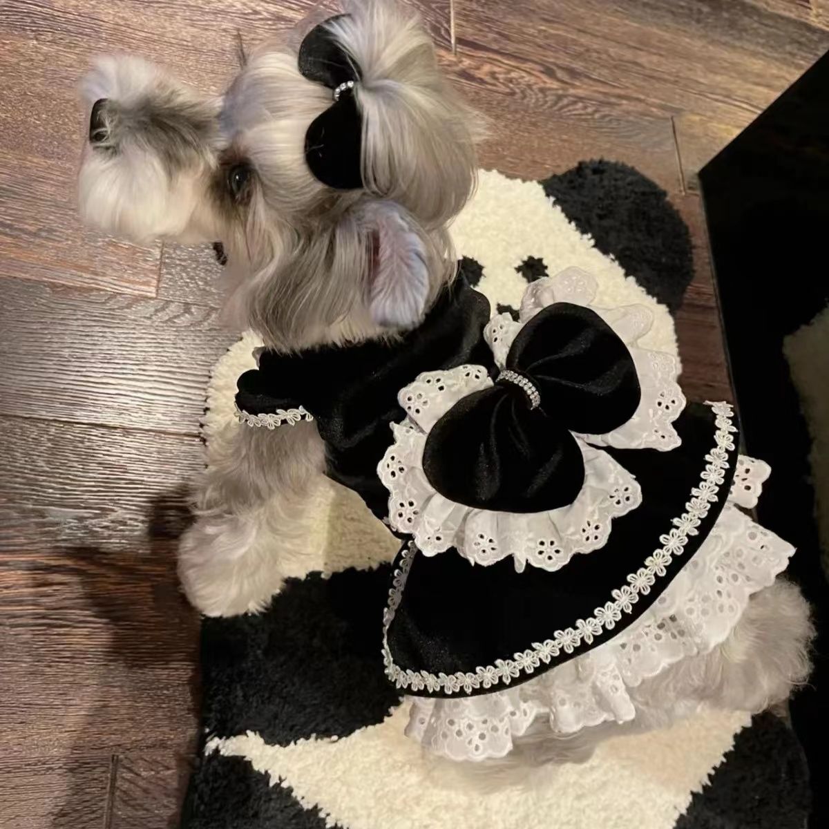 Dog Black Velvet Formal Gown Princess Dress Cat Yorkshire Terrier Pet Bichon Frise Pomeranian Teddy Small Size H260130