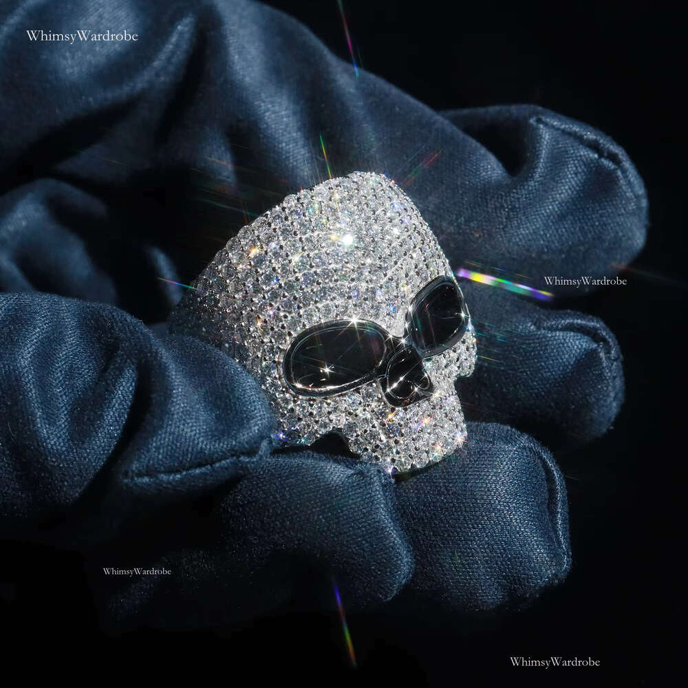 Personalized Iced Out Skelton Sier and VVS1 Moissanite Ready to Ship Customized HipHop Rings Print Inner Mark