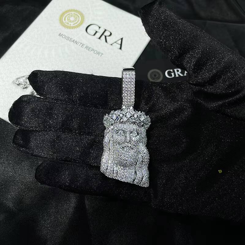 Hip Hop 925 Silver Pass Diamond Tester Bling Iced Out GRA VVS Full Moissanite Jesus Christ Pendant for Chain Men Jewelry