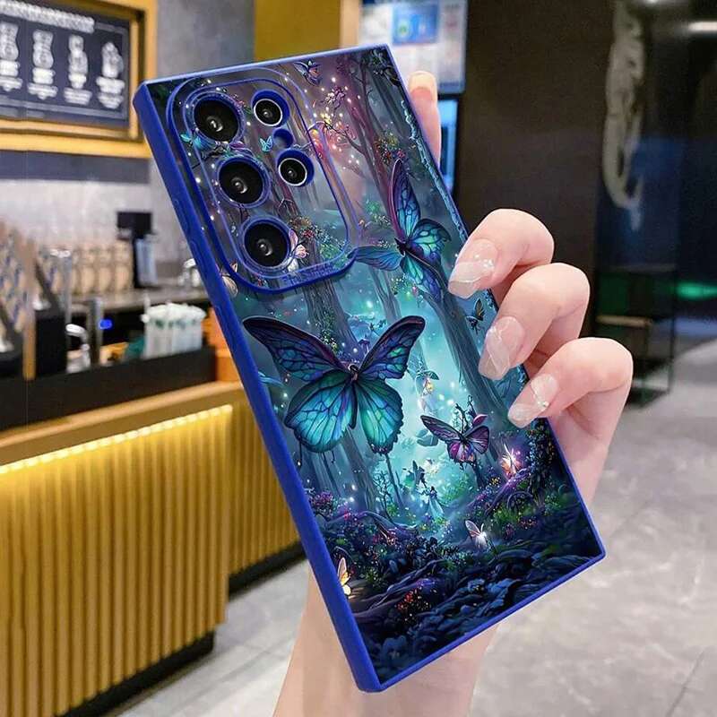 Glow In The Dark Butterfly Phone Case For Samsung Galaxy A06 A16 A55 A54 5G A52 A53 A14 A34 A15 A35 S21 FE S25 S22 S23 S24 Ultra