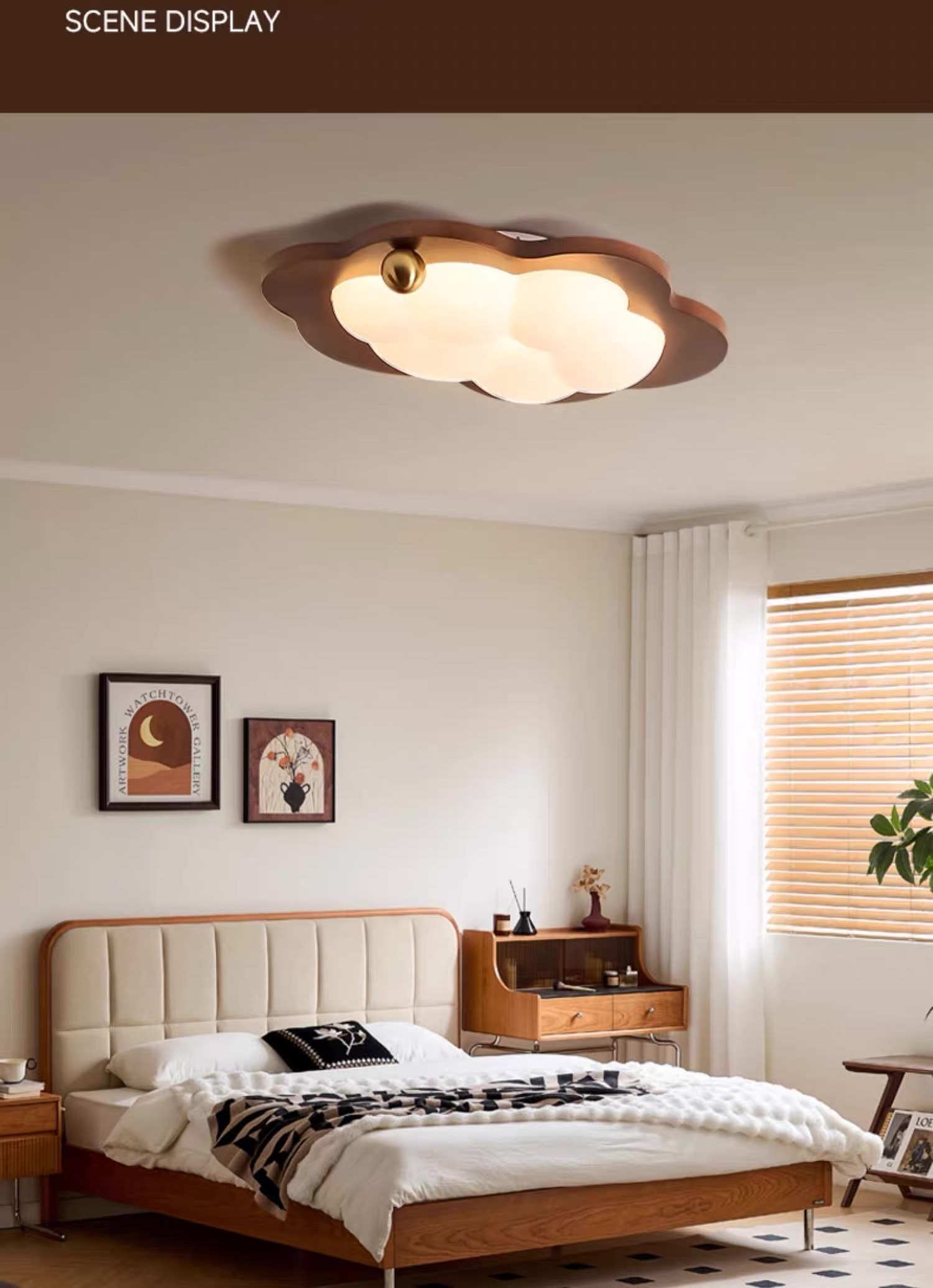 Vintage Creamy Ceiling Lights Fixture American Retro Clouds Ceiling Lamps Romantic Bedroom Children Room Lamp Antique Home Indoor Lighting Eye Protect