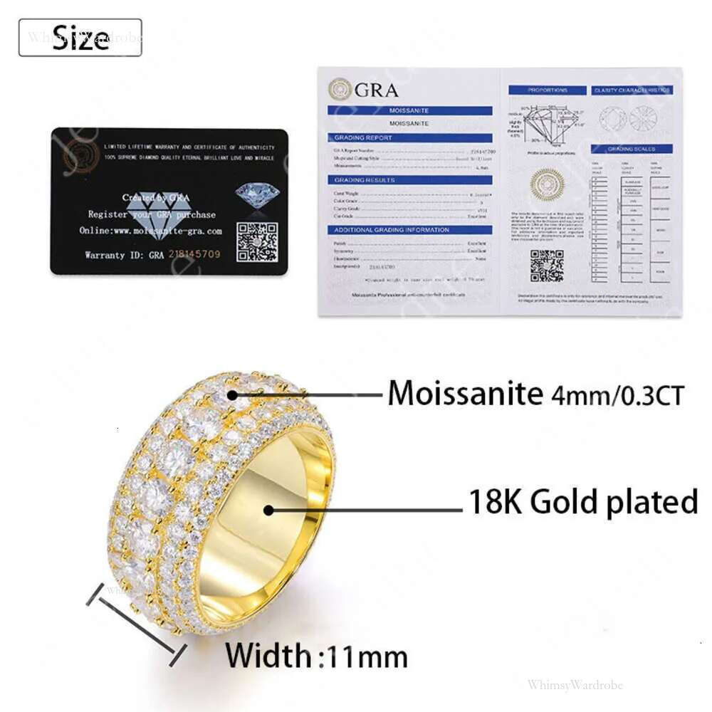 mens platinum plated vvs1 moissanite wedding designer jewelry pass dia tester hip hop rings fashion couple ring for men and women