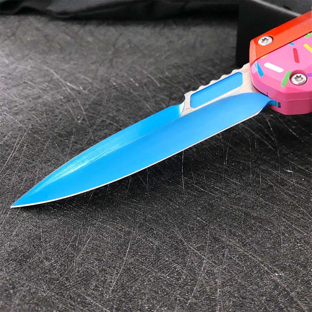 Higher Quality Donut Warrior Tactical Knife D2 Blade Aluminum alloy inlay G10 handle EDC Outdoors Hunting Self Defense Survival Tools Knifes 3300 3400