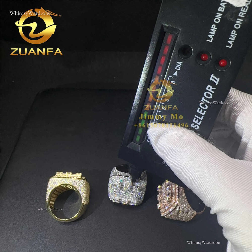 American Rapper Jewelry Hop Sier Iced out Baguette Moissanite Dia Custom Hip hop Ring Men