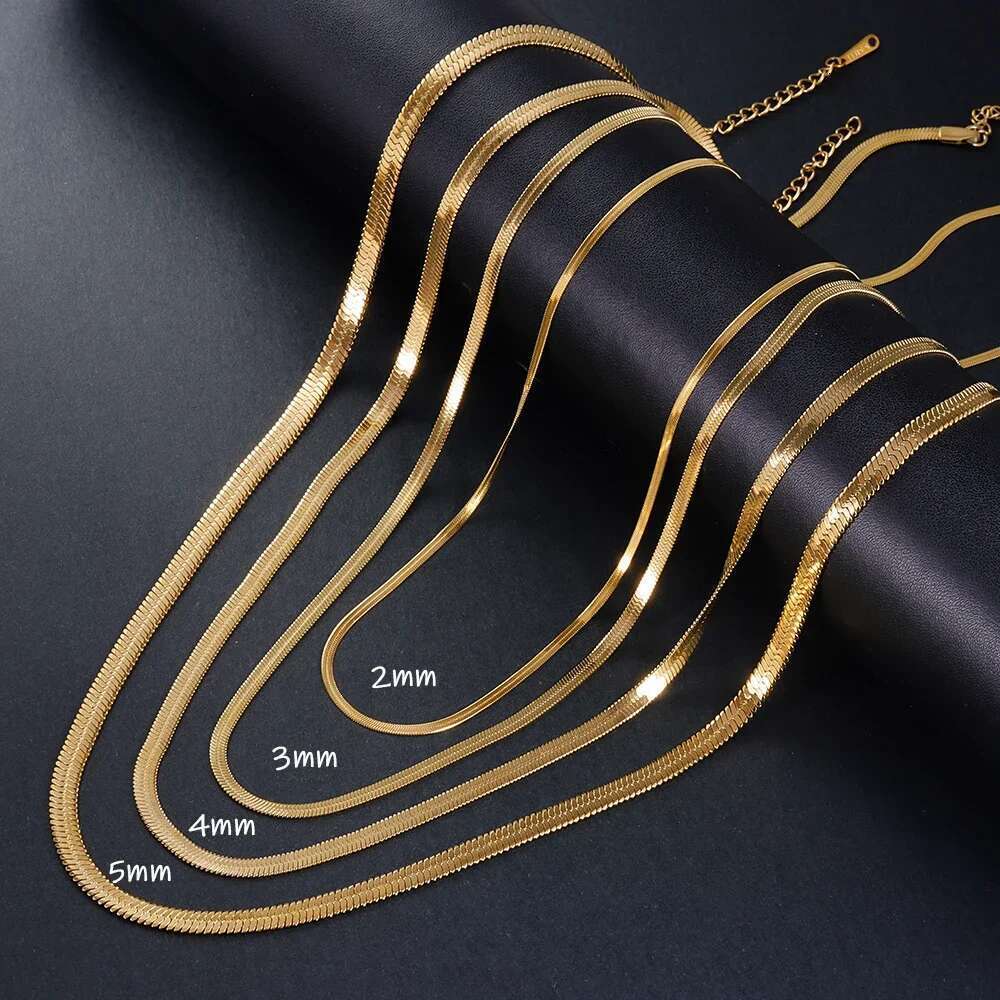 sterg sier Gold Snake Chain Necklace for Women Men Herringbone Choker Neck Chains Trend Jewelry Gift Hot